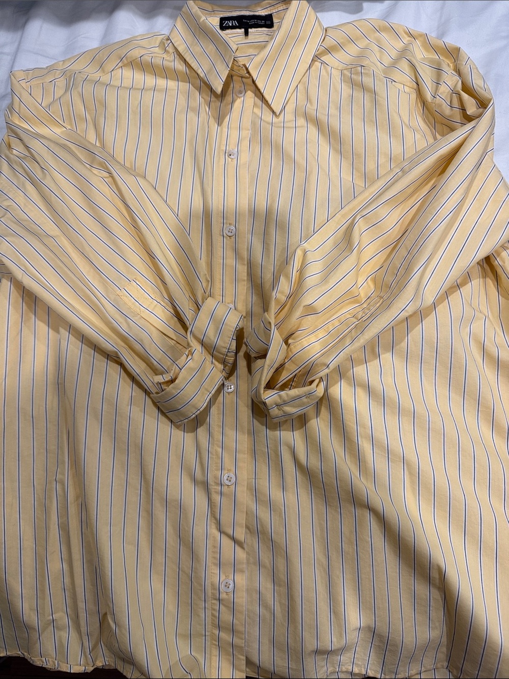 Zara Yellow Shirt with Blue and White Stripes